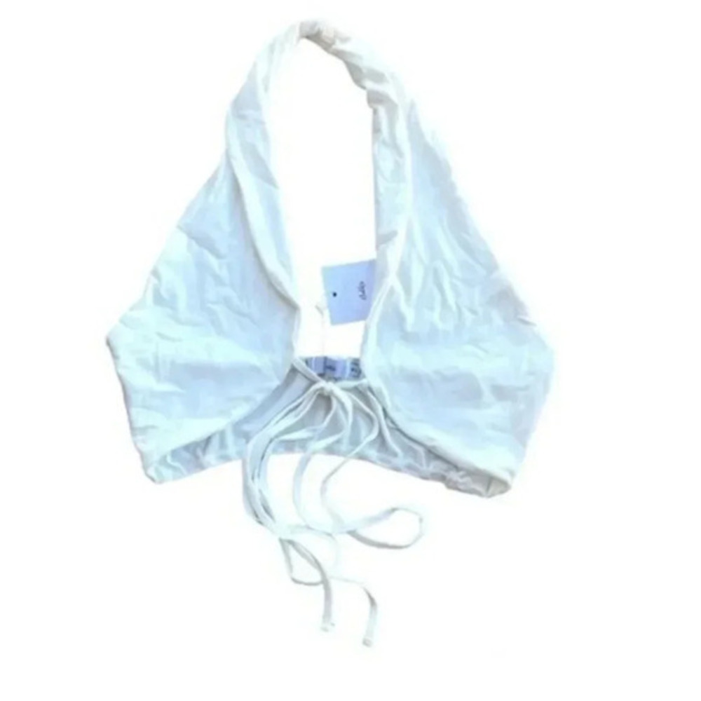 Adika white cropped front tie halter top size Med/Lrg New with Tag